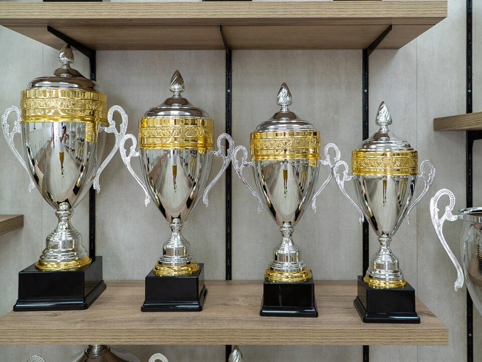Trofeos ordenados de mayor tamaño a menor en tienda Trofeos Medina