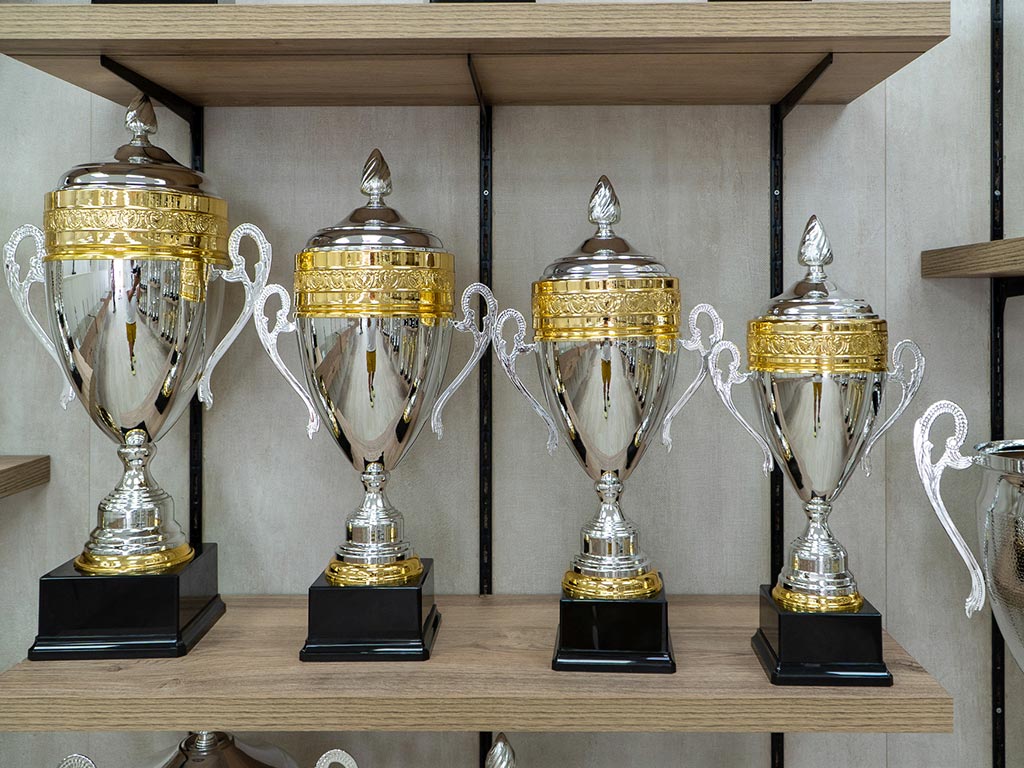 Trofeos ordenados de mayor tamaño a menor en tienda Trofeos Medina
